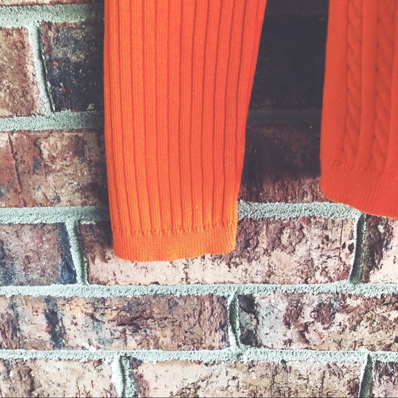 {EVAN PICONE} Orange Cable Knit Turtleneck Sweater - Picture 3 of 6